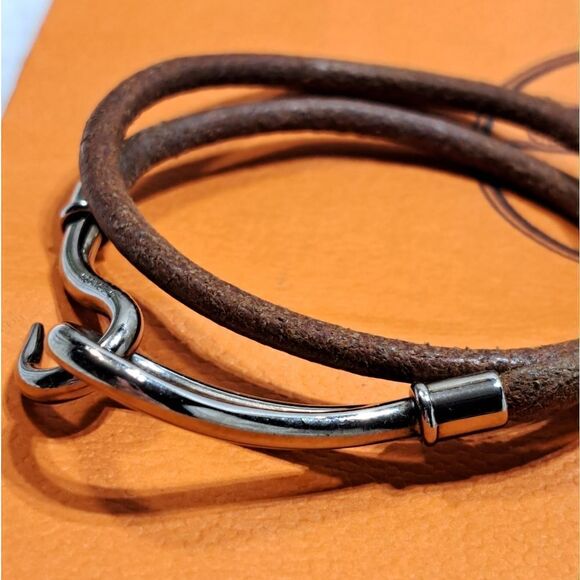 Hermès Leather Silver Hook Bracelet/Necklace Choker - Picture 14 of 15